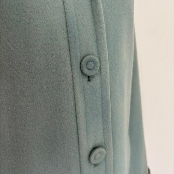 Vintage Teal Blue Wool Lined Dress Coat Cuffs - Picture 6 of 16